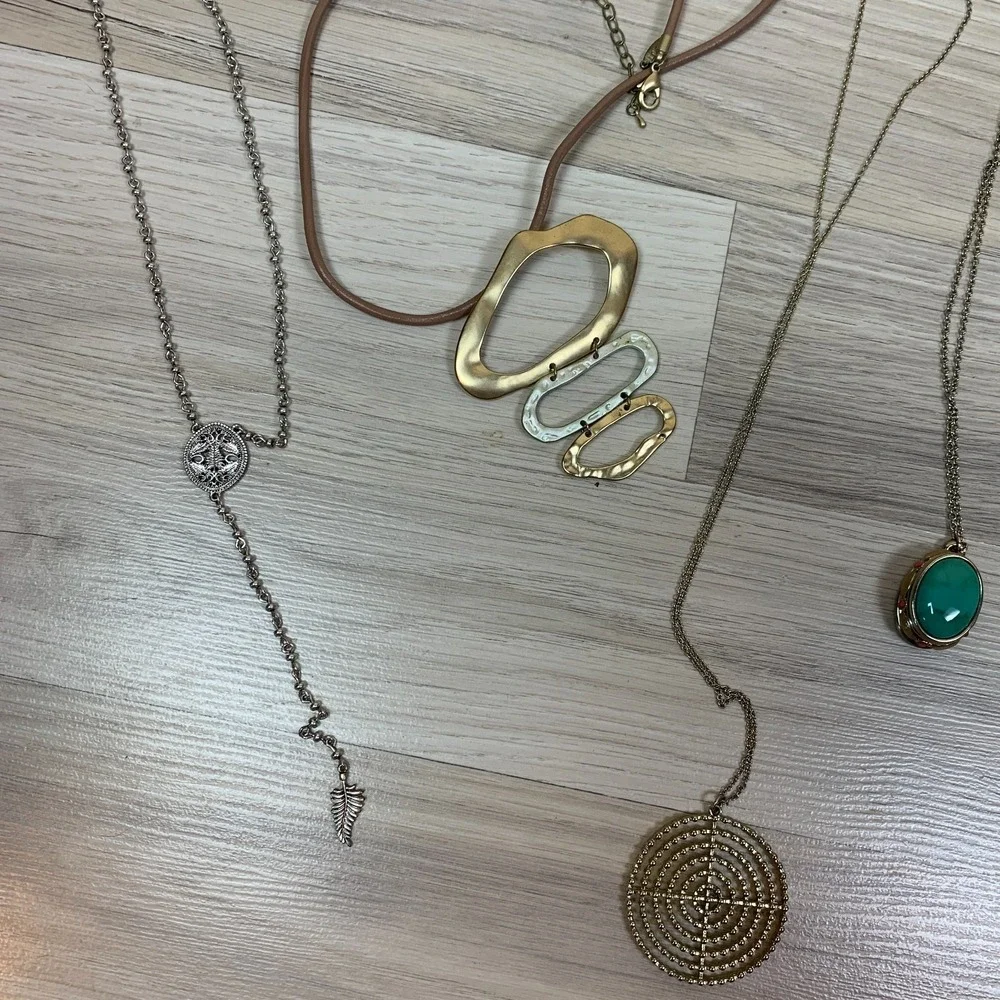 Y2K Necklace Jewelry Lot of 9 Womens‎ Natasha Hammered Leather Chunky Silver
